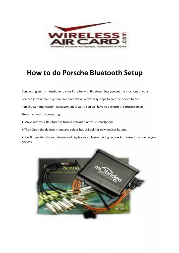 how to do porsche bluetooth setup