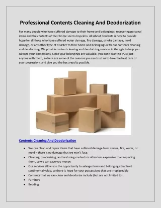 Professional Contents Cleaning And Deodorization