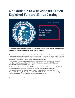 cisa added 7 new flaws to its known exploited