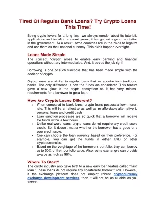 tired of regular bank loans try crypto loans this