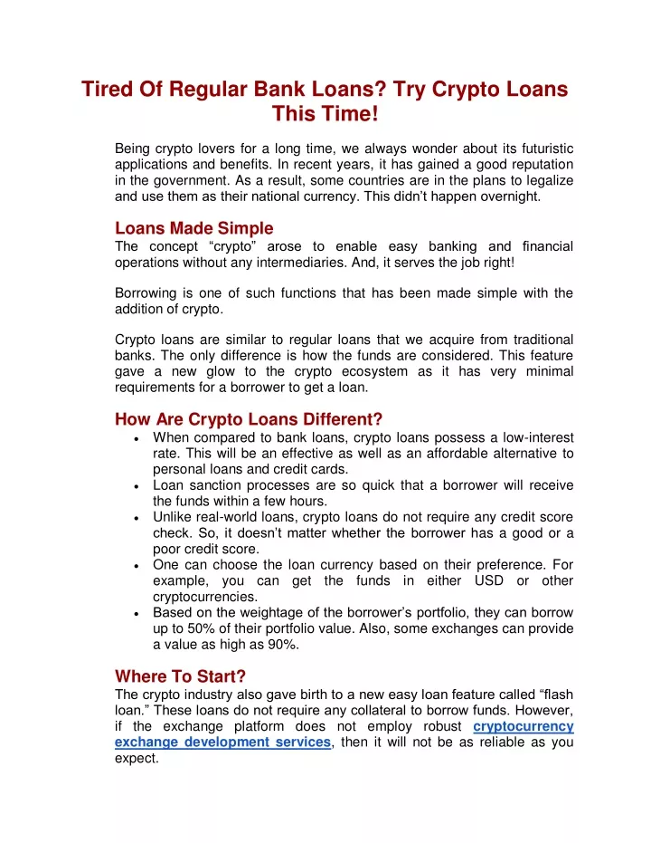 tired of regular bank loans try crypto loans this