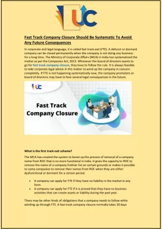 fast track company closure should be systematic