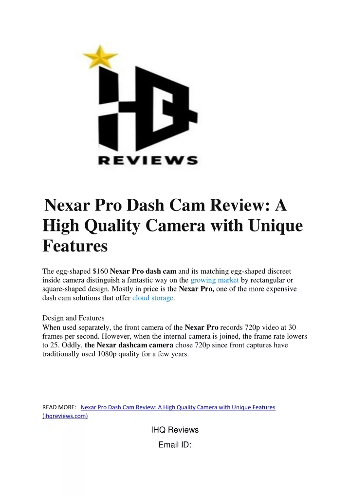 nexar pro dash cam review a high quality camera