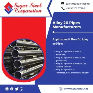 Carbon Steel Pipe | Hastelloy Pipes | Seamless Pipe | Alloy20 Pipe  | Sagar Stee