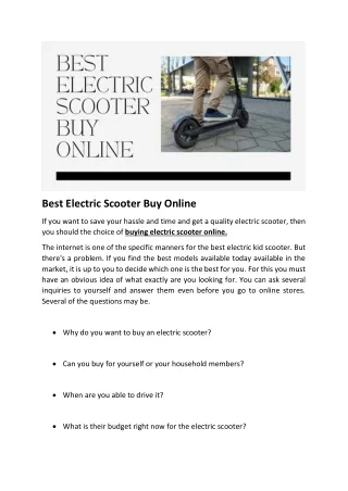 Best Electric Scooter Buy Online