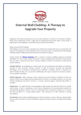 external wall cladding a therapy to upgrade your property