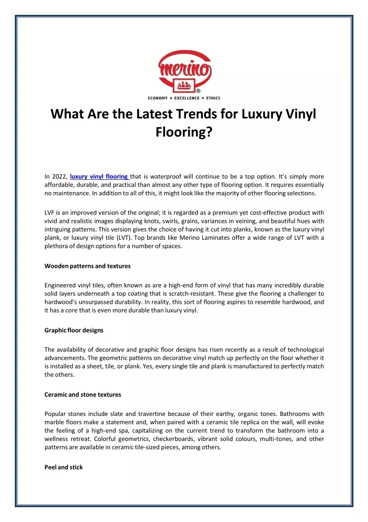 what are the latest trends for luxury vinyl flooring