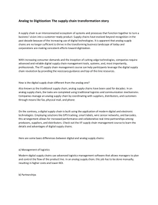 analog to digitization the supply chain