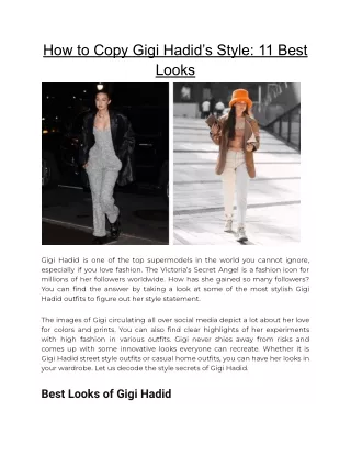 How to Copy Gigi Hadid's Style: 11 Best Looks - The Chic Pick