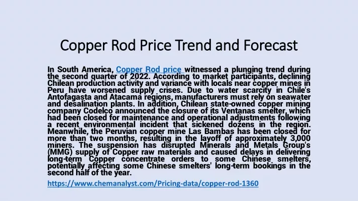 copper rod price trend and forecast