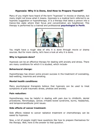 Hypnosis: Why it is Done, And How to Prepare Yourself?