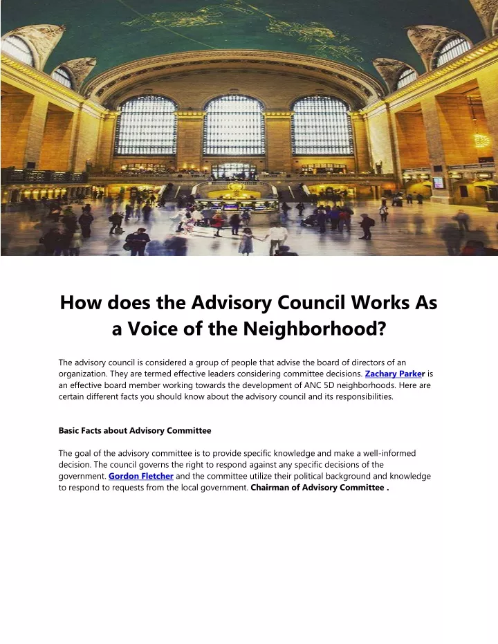 how does the advisory council works as a voice