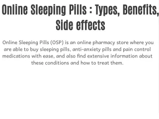 Online Sleeping Pills : Types, Benefits, Side effects