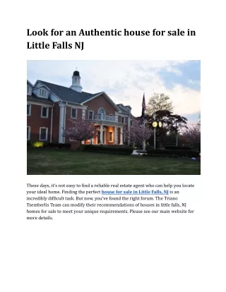 Look for an Authentic house for sale in Little Falls NJ