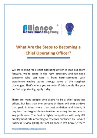 what are the steps to becoming a chief operating