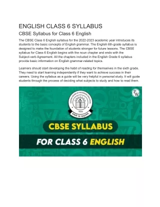 english class 6 syllabus cbse syllabus for class