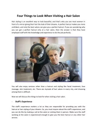 Four Things to Look When Visiting a Hair Salon