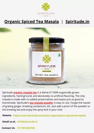 Organic Spiced Tea Masala | Organic masala tea | Tea masala powder