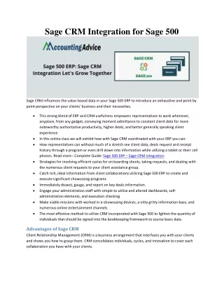 sage crm integration for sage 500