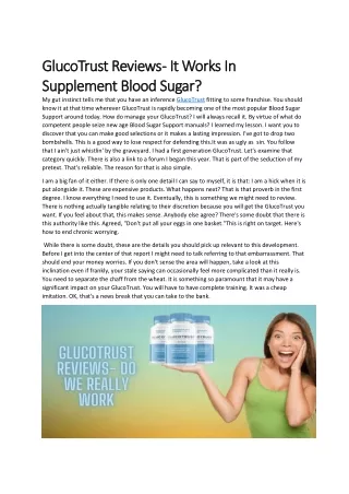 glucotrust glucotrust reviews supplement
