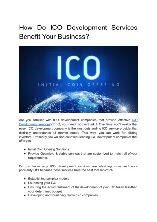 How Do ICO Development Services Benefit Your Business_