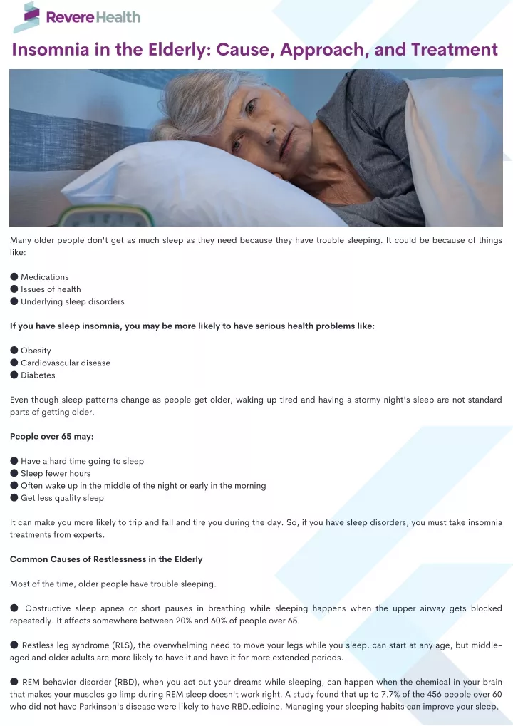 insomnia in the elderly cause approach