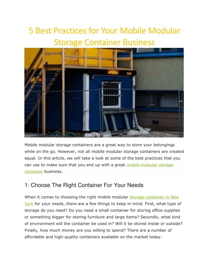 5 best practices for your mobile modular storage