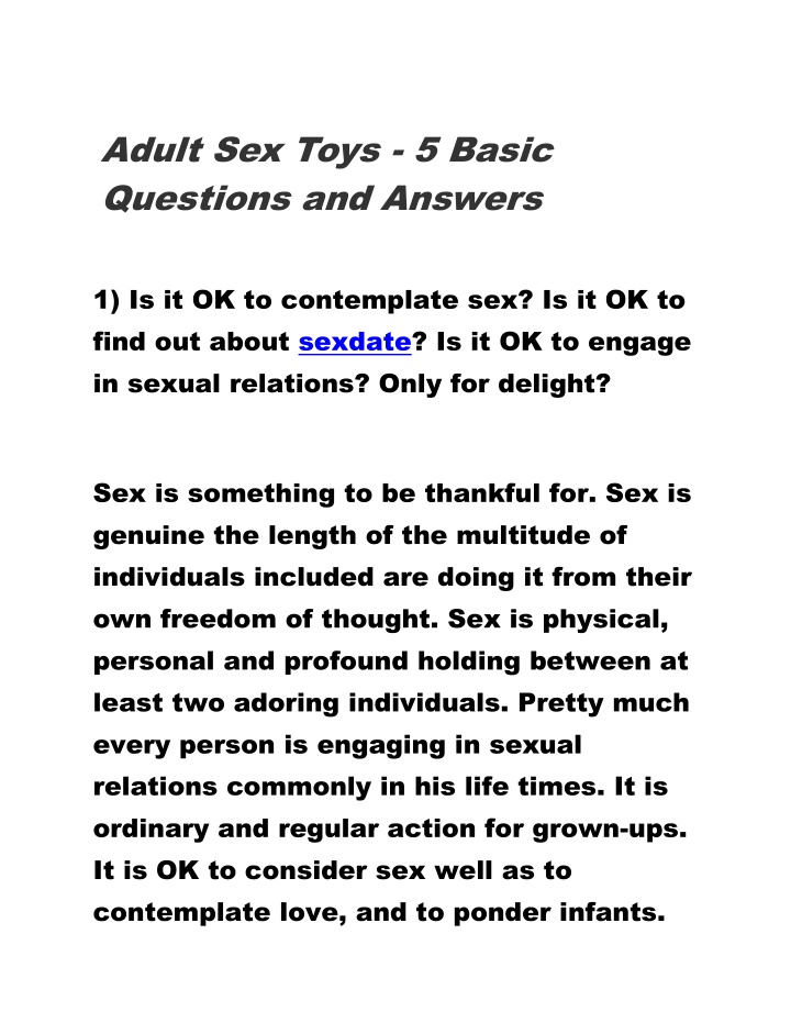 adult sex toys 5 basic questions and answers