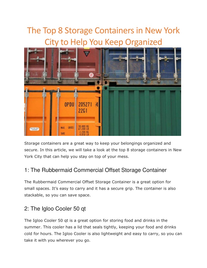the top 8 storage containers in new york city