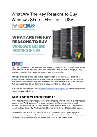 what are the key reasons to buy windows shared