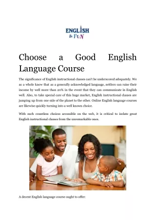 Choose a Good English Language Course