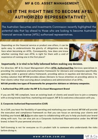 Is It The Right Time To Become AFSL Authorized Representative