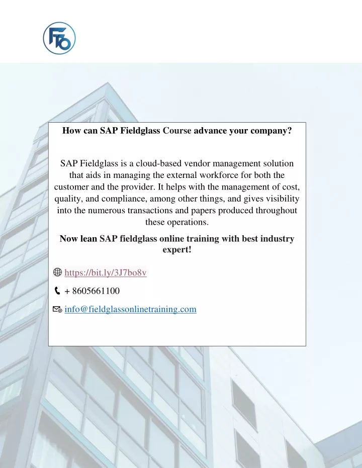 how can sap fieldglass course advance your company
