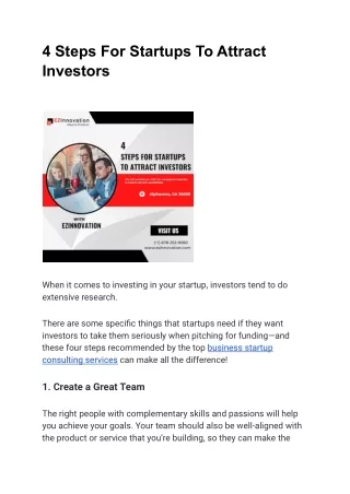 4 Steps For Startups To Attract Investors