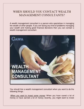 when should you contact wealth management