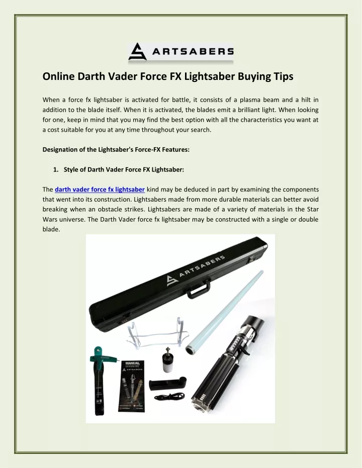 online darth vader force fx lightsaber buying tips