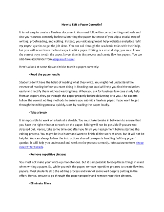 how to edit a paper correctly