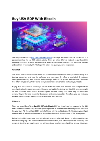 Buy USA RDP With Bitcoin
