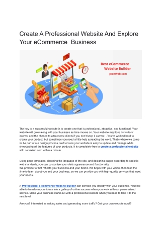 Create A Professional Website And Explore Your eCommerce  Business