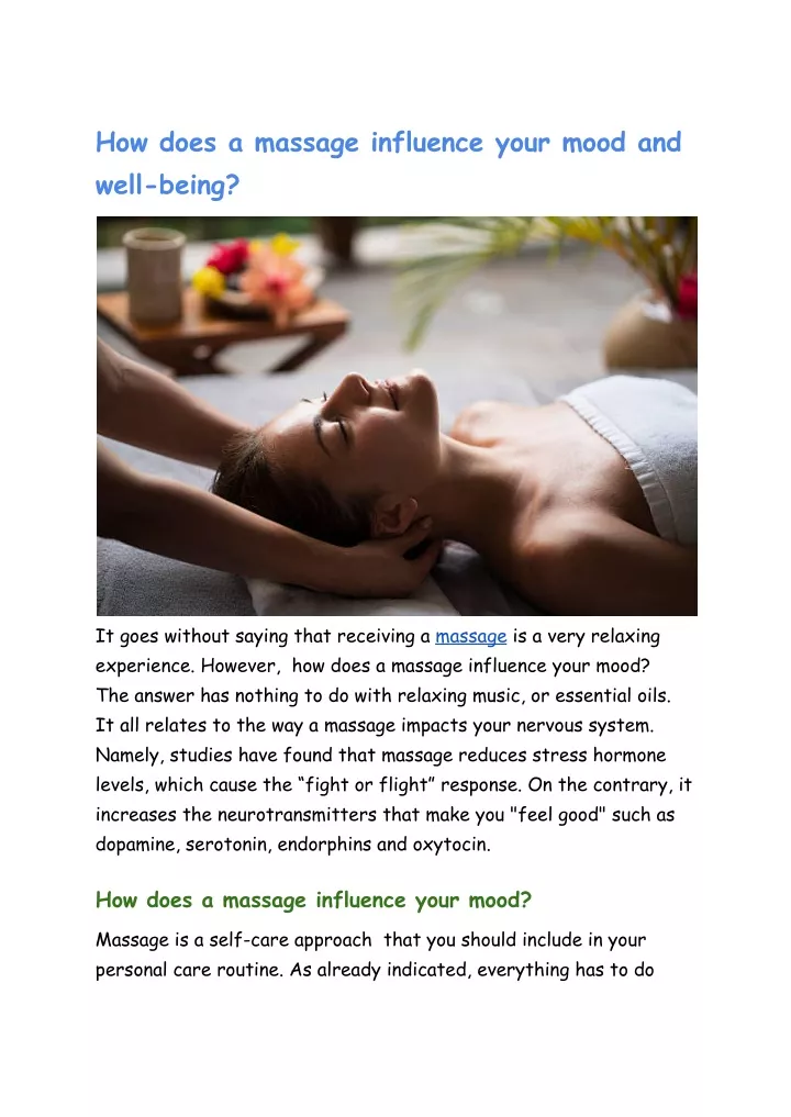 how does a massage influence your mood and well