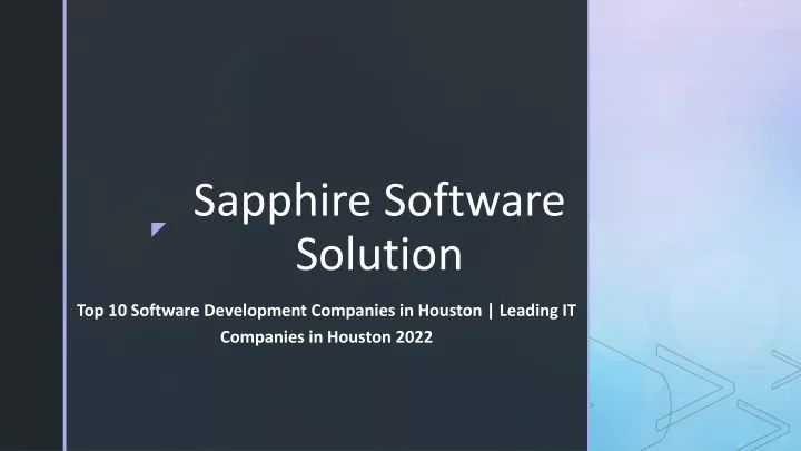 z sapphire software solution