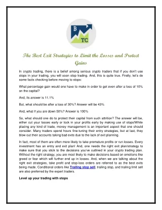 the best exit strategies to limit the losses