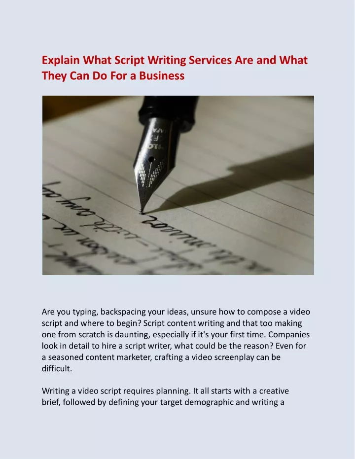 explain what script writing services are and what