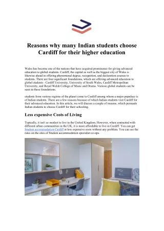 Reasons Why many Indian Students Choose Cardiff for their Higher Education