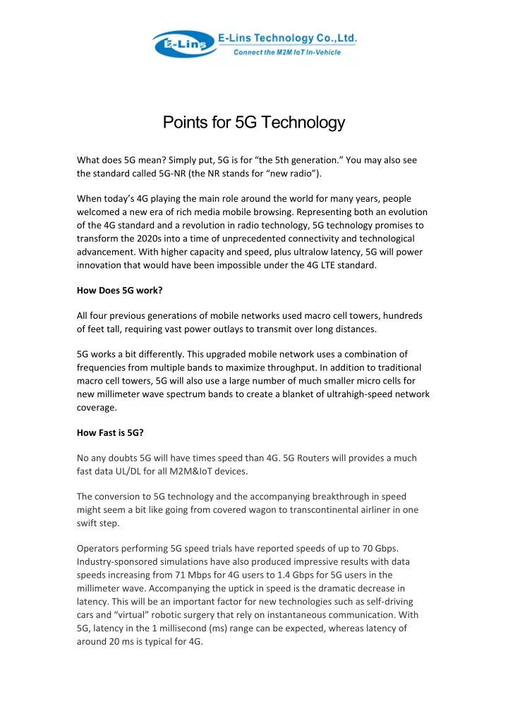 points for 5g technology