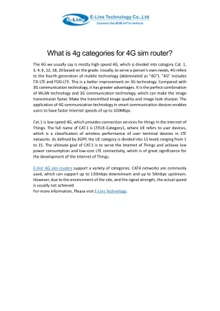 what is 4g categories for 4g sim router