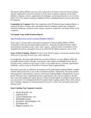 Smart Lighting Market | Worldwide Industry Study, Trends, Overview