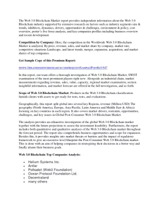 the web 3 0 blockchain market report provides