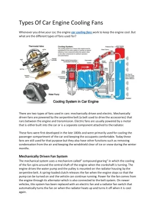Types Of Car Engine Cooling Fans