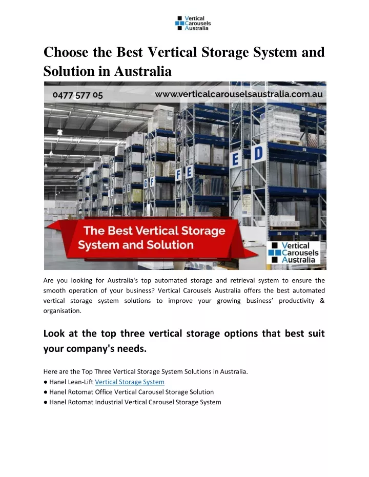 choose the best vertical storage system